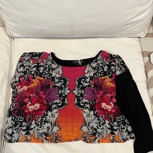 Chico's Black and Pink Floral Blouse